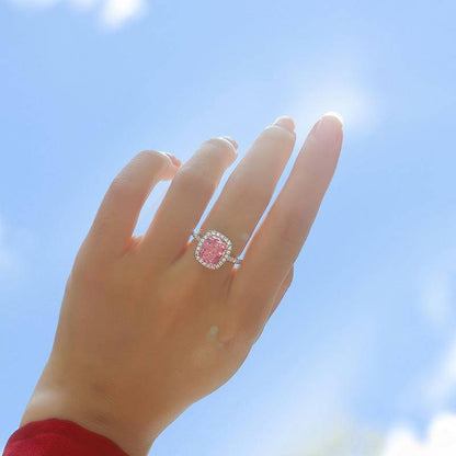 Pink Geometric-Shaped 925 Sterling Silver Rings