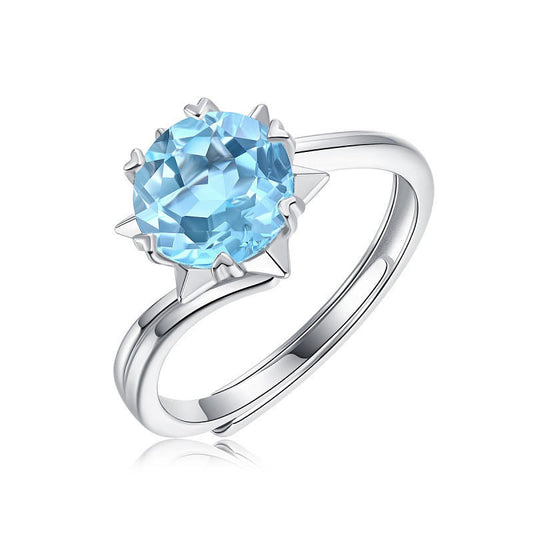 Topaz Crown-Shaped 925 Sterling Silver Adjustable Rings