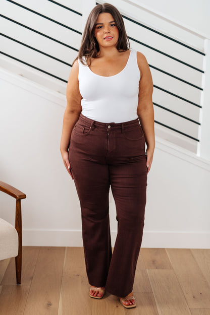 Sienna High Rise Control Top Flare Jeans in Espresso